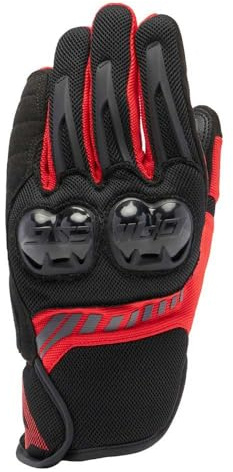 Dainese - Mig 3 Air Gloves, Sommer-Motorradhandschuhe, belüftetes Gewebe, Knöchelschoner, Touchscreen, Mann, Schwarz/Lava Rot, L