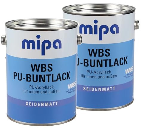 2 x 2,5l Mipa WBS PU-Buntlack seidenmatt Weiß Acryllack PU-verstärkt