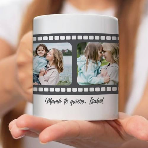 Transparent Gift Taza Personalizada con Cuatro Fotos Carrete y Texto. Tazas Personalizadas Cerámica. Regalos Originales para Hombre, Mujer. Regalos Personalizados con Foto. Regalos para Amigas, Pareja