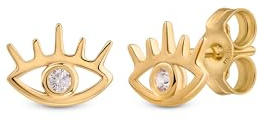 Amberta Glück Ohrstecker Gold 9 Karat mit Zirkonia für Damen