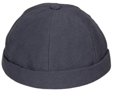 HATSQUARE - Unisex-Dockercap aus Baumwolle, ohne Schirm, für Damen und Herren, schirmlos, Beanie mit Umschlag - Dunkelgrau