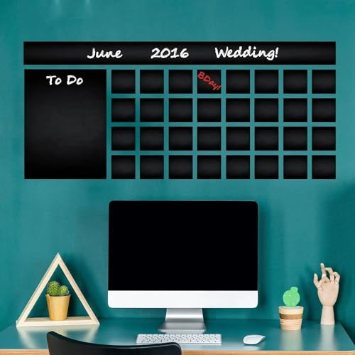 Lavagna adesiva da parete, grande planner mensile, per casa o ufficio, 102 x 46 cm