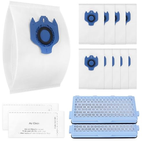 Awinker 2 Motorfilter und 2 HEPA Filter & 10 Staubsaugerbeutel für Miele Staubsauger GN S2 S4 S5 S6 S8 Series, Compact C1 C2, Complete C2 C3 (blue 2filter+10beutel+2filter)