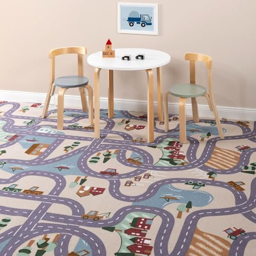 Steffensmeier Teppichboden Matteo Meterware | Meterware Kinderzimmer | Spielteppich | Straßenteppich | Beige, Größe: 400x500 cm