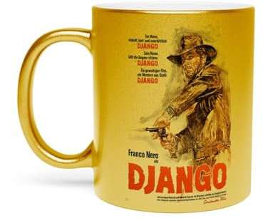 Fabulous Golden Chrome Ceramic Mug - Django Old Retro Film Poster Vintage Western Kino Poster - 325ml