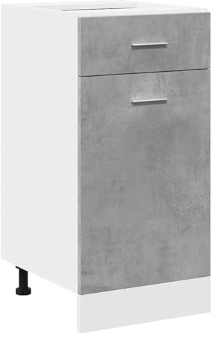 vidaXL Armoire de plancher à tiroir Gris béton 40x46x81,5 cm Aggloméré, armoire de cuisine, meuble de cuisine, meuble de rangement, armoire