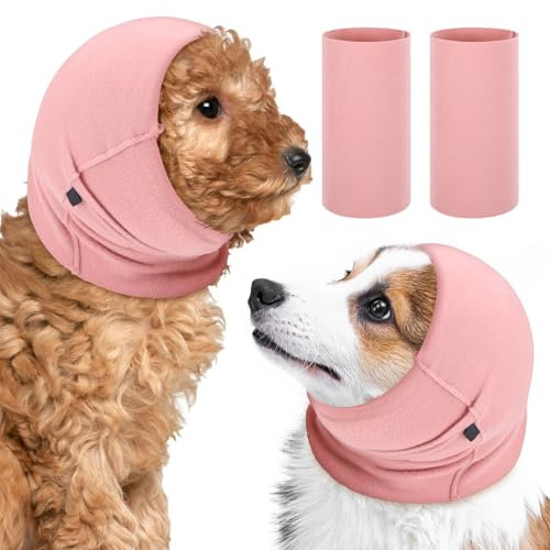 Wanmu Lot de 2 cagoules silencieuses pour chiens, cache-oreilles de chien, aide apaisante pour soulager l'anxiété, bande apaisante originale pour chiens et chats, toilettage des animaux de compagnie