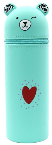 Federmäppchen,Niedlicher Bär Federtasche Halter Kawaii Weiches Silikon Federmäppchen Federmäppchen Cartoon Tier Bleistifthalter Große Stand Up Für Kinder Studenten Erwachsene