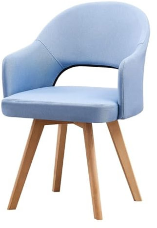 Chaise de bureau pivotante avec assise rembourrée et pieds en bois de hêtre massif Bleu