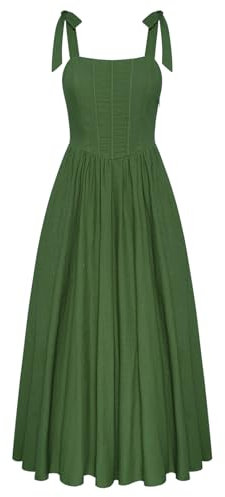 SCARLET DARKNESS Mittelalter Kleid Damen Lang Ärmellos Renaissance Corsagenkleid Fasching Karneval Vintage Maxikleid mit Taschen Grün L