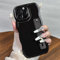 Potok Compatible with iPhone 14 Pro Case, Cute Aesthetic Wavy Phone Case Black with Adjustable Wrist Strap Kickstand, Soft Silicone Protective Cover for iPhone 14 Pro