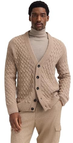 bugatti Herren Cardigan 7600-85573D | Regular Fit V-Ausschnitt Knopfleiste edle Flechtoptik stilvoller Strick