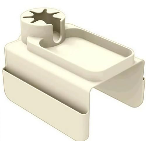 ROSSRORE Anti-Slip Couch Armrest Tray & Cup Holder, Sofa Armrest Organizer with 4 Pockets for Magazines, Tablets, Phones, iPads, Coffee Cups White