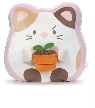 NICI Kuscheltier Katze Angy mit Blumentopf 35x33x12cm - weiß - Weiches mymochi Plüschtier – stylisches Stofftier zum Kuscheln oder als Accessoire - Tolles Geschenk für Kinder & Erwachsene | 62390