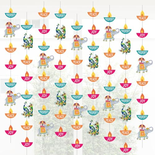 Happy Diwali Hanging Decorations 9PCS Paper Diya Toran Garland for Door Festival of Lights Party and Home Decor