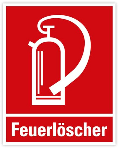 Aufkleber Kombi + Text „Feuerlöscher“ Hinweis Brandschutzzeichen Sticker Folie Symbol nach BGV A8 (F05) | 20 x 25 cm Made in Germany