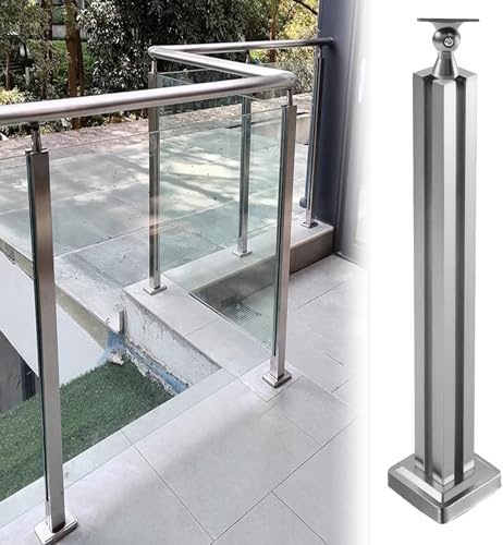 ZAQYCM Garde-Corps en Verre Kits De Garde-Corps en Verre Transparent pour Escaliers De Terrasse, Pinces en Acier Inoxydable pour Marches, Balcons Et Clôtures De Piscine(Corner Post,130cm/51 in)