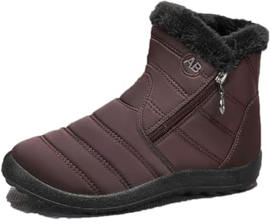 Tvtaop Winter Boots Mens Hiking Shoes Plush Snow Boots Warm Walking Sneakers for Men Non-Slip Waterproof Outdoor Trekking Travel Sports Brown_B UK 6.5