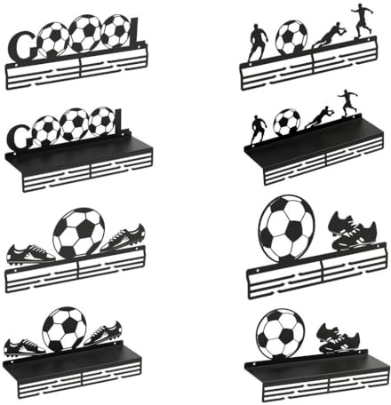 Innbee Wandhaken Fußball Medaillenaufhänger Wand Hakenleiste Regal Football Player Pokale Schwarz Metall Geschenk Kinderzimmer Hobby Sportler Ball Black (15404)