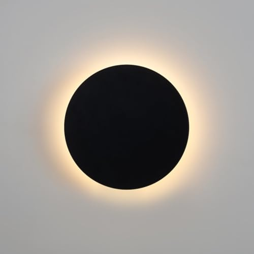 BARCELONA LED Runde Wandleuchte Eclipse 18W IP65 Schwarz– Modernes Design, CCT 3000K/4000K/6000K, indirektes Licht, Innen & Außen, PVC matt