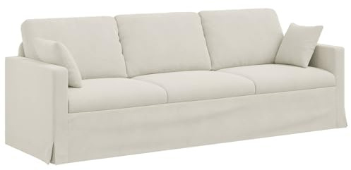 MOBCANT Elegant ausziehbares Sofa & Couchgarnitur Creme Samt Eckcouch für Wohnzimmer, Schlafzimmer, Büro (228 x 78 x 80 cm)