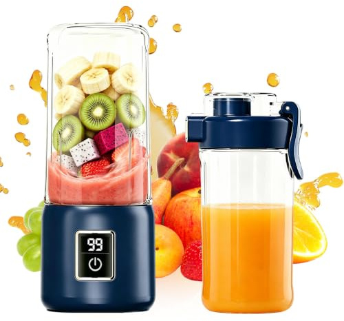 Personal Blender,12 Blades Rechargeable Personal Smoothie Maker, 500ml Mini Juice Blender with Portable Cup, 21000 RPM for Smoothies Juice for Home, Office, Gym, Travel