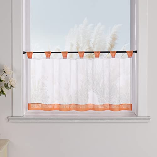 Yujiao Mao 1er-Pack Voile Scheibengardine mit Schlaufen HxB 45x90cm Orange