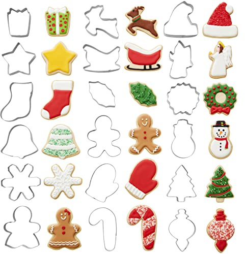 Wilton Seasonal Shapes - Juego de cortadores de galletas (metal, 18 unidades), color plateado