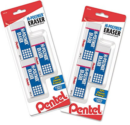 Pentel Hi-Polymer Block Eraser, Large, White 6 pack (ZEH10BP3P2)