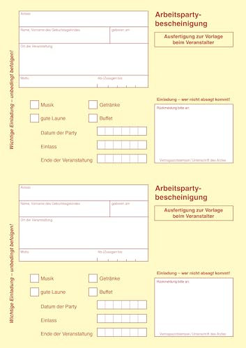 40 bis 150 Einladungskarten Geburtstag, diverse Motive, zum selber Bedrucken, professionelle Vorlagen, originell, witzig, individuell (100 Motiv Krankenschein)