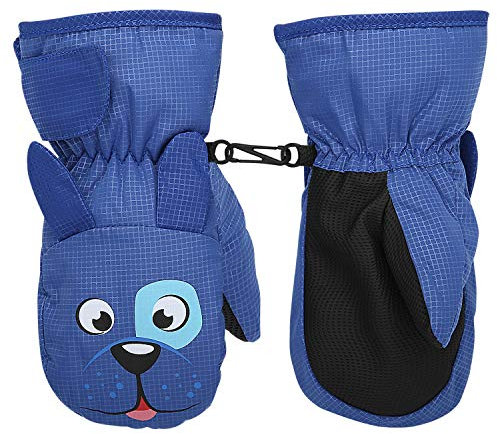 MoKo Kinder Skihandschuhe, Winddicht Wasserdicht Winterhandschue Warm Fäustlinge Sport Handschuhe für Skifahren Radfahren Snowboarden Outdoor-Aktivitäten für Jungen Mädchen von 1-3 Jahren - Blau