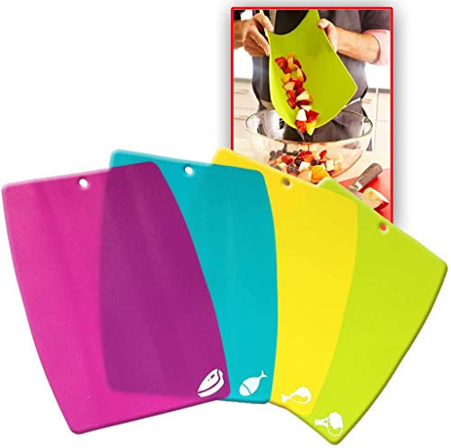 SDMAX Flexible Chopping Boards, Flexible Cutting Sheets Mats, Chopping Board Mats, Thick Flexible Chopping Board, Non-Slip and Sturdy Pack of 4