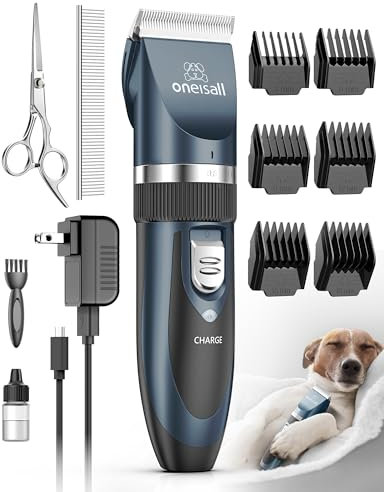 oneisall Tondeuse Chien Professionnelle Poil Long Epais Tondeuse pour Chats et Animaux Silencieux pour petits grands chiens chats animaux de compagnie(bleu marine)