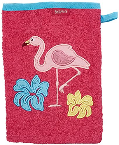 Playshoes Unisex Kinder Frottee-Waschhandschuh Gant de Toilette en Tissu éponge Flamant Rose, 18-Pink Flamingo, 15x20 cm