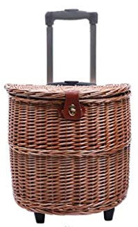 Picknickkorb mit großer Kapazität im Freien Outdoor Camping Picknickkorb, Handhebel Typ Multifunktions, Rattankorb mit Rollen, Isolation Geschirr Aufbewahrungsbox für Außenpicknick Picknickkörbe Set G