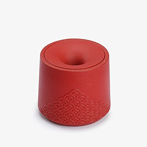Cutfouwe 11 X 10 Cm Recycleur De Bac De Bureau Pulvérisque De Table en Céramique De La Boîte À Poubelle BUNLET Bullet 600ML Mini Poubelle avec Couvercle pour Bureau À Domicile,Rouge