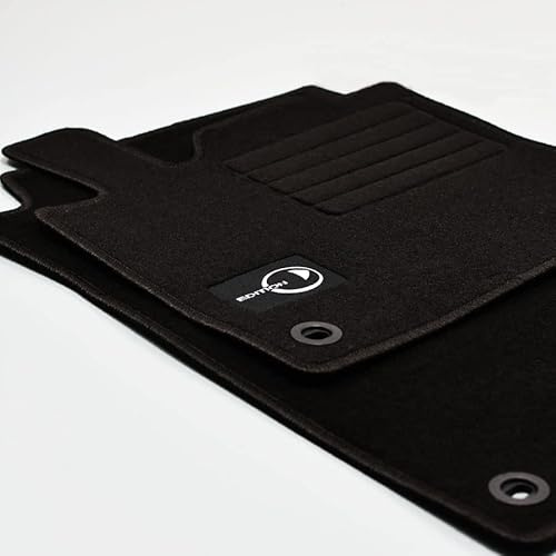Mattenprofis Velours Fußmatten Logo schwarz kompatibel mit Smart Fortwo 450 | Baujahr von 1998 bis 2007, Farbe schwarz, Absatzschoner, rutschfester Rücken, Automatten, Autofußmatten