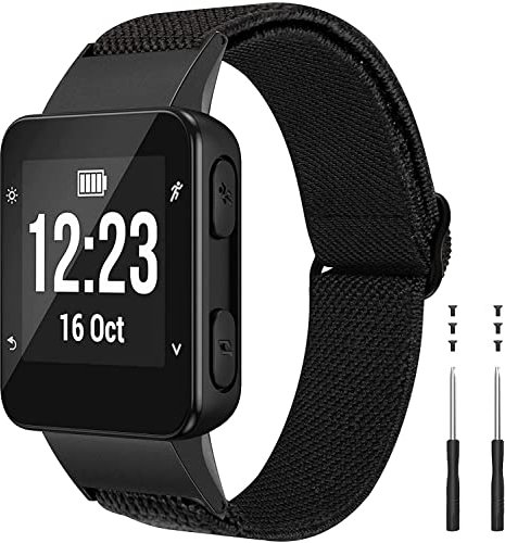 NotoCity Stoff Ersatzarmband für Forerunner 35 Uhr, Elastic Nylon Armband Kompatibel mit Forerunner 35, Schwarz