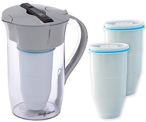 ZeroWater 1.9L Water Filter Jug Combo-3x5 Stage Filters+TDS meter, IAPMO Certified to reduce PFOA/PFOS, Fluoride, Lead & other heavy metals, BPA Free