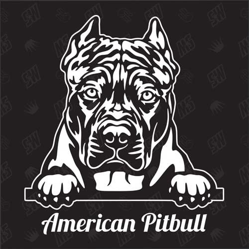 American Pitbull Version 2 - Sticker, Aufkleber, Hundeaufkleber, Autoaufkleber, Hund, Auto, Hunderassen, Mischling, Mix, Tiere, Haustier (AUCH MIT Wunschname MÖGLICH)