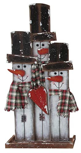 Chrischle Schneemann Familie Dekoration Haustürdekoration Schaufensterdeko Weihnachten 90x42x16,5cm