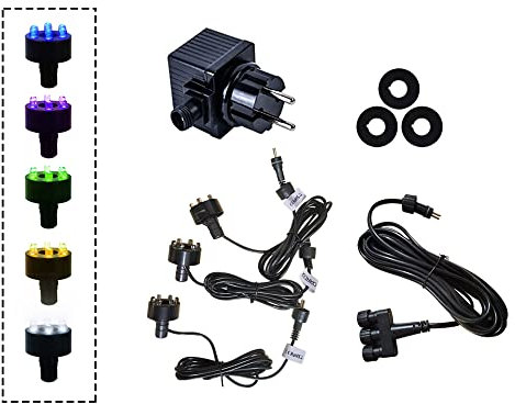 Köhko komplette Quellsteinbeleuchtung für Springbrunnen inkl. 3xLED-Ring Zuleitung und Trafo Lila 29024 Lila