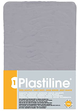 Jacques Herbin 7640T - Plastiline, 750g, Härte sehr weich, ideal zum Modellieren, 100% wiederverwendbar, Hellgrau