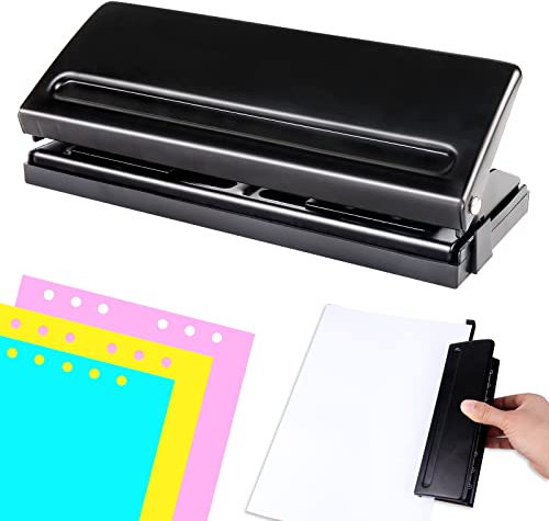 6 Fach Locher, A5 A6 A7 6-Ring-Locher mit Positionierungsmarkierung, Binder Puncher Verstellbarer Abstände, Locher aus Metall Binder Locher, für Tagesplaner, Personal, Agenda, Binder Nachfüllseiten