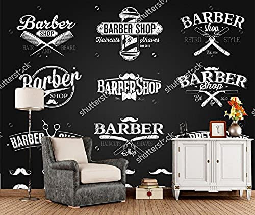 XLMING Fond d'écran 3D personnalisé salon de coiffure fond un salon de coiffure emblèmes craie Design moder Papier Peint 3D Salle de séjour Chambre à coucher Salle de séjour Mural enfant-200cm×140cm