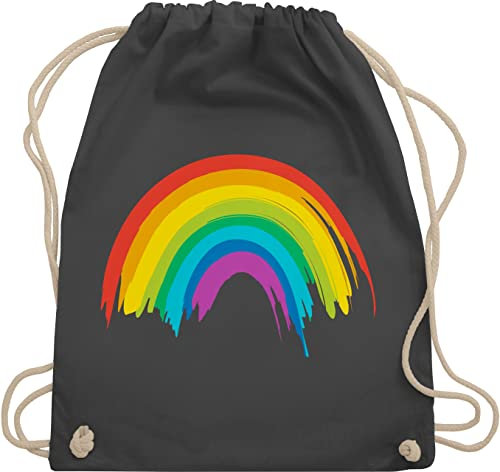 Turnbeutel Rucksack - Kleidung Pride Flag - Regenbogen LGBT & LGBTQ - Unisize - Dunkelgrau - lgbtq+ beutel csd rainbow bauwollbeutel lesbian christopher street day turnsack lqbtq beutelrucksäcke