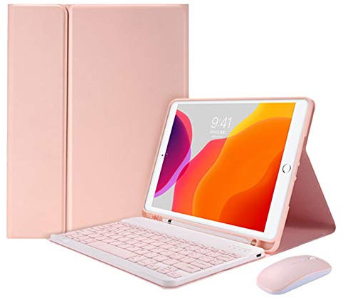 HAODEE Étui pour iPad Air 4 11 pouces avec clavier et souris Bluetooth Touchpad (couleur : souris rose, taille : Air 4 10.9)