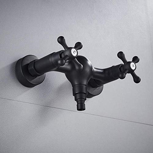 Water Tap Basin Washing Machine Copper Hot and Cold Mixer Tap Wall Mounted Dual Handle 1/2 and 3/4 Universality Outdoor Garden -2