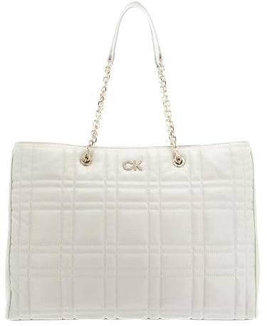 Calvin Klein Re-Lock Quilt Tote Ecru