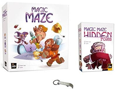 Magic Maze Set Französische Version + Verlängerung Hidden Roles + 1 Flaschenöffner Blumie (Base + Hidden Rollen)